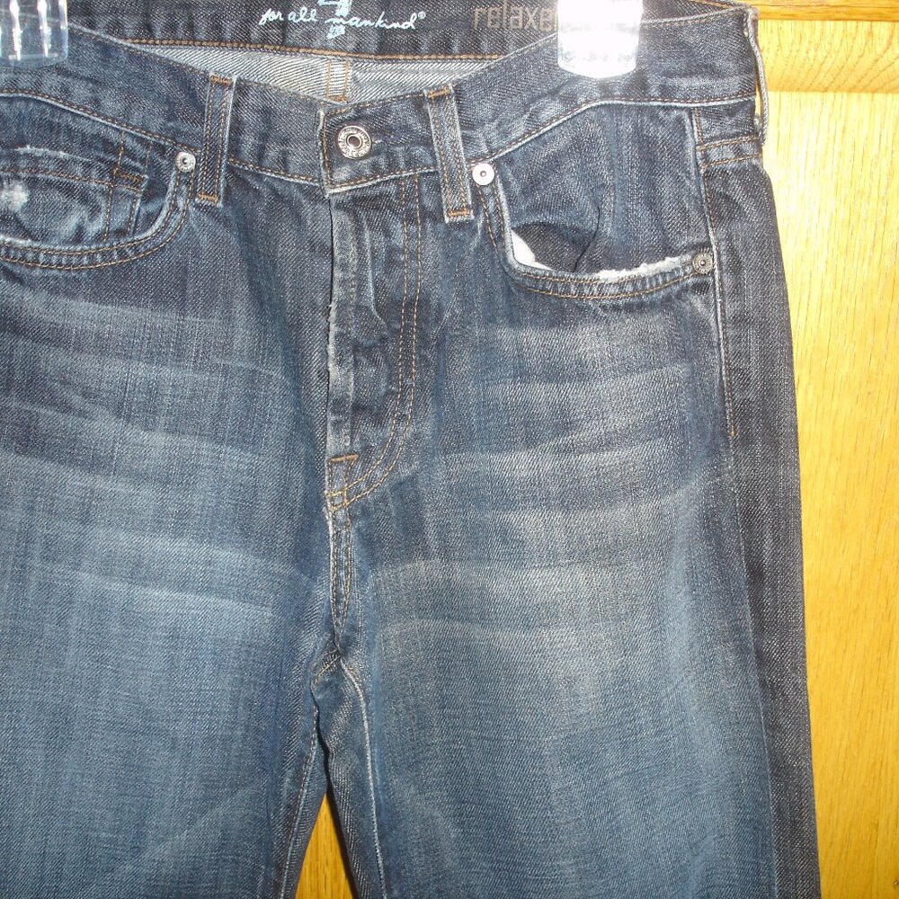 WMN'S 7 FOR ALL MANKIND RELAXED  DISTRESSED JEANS SIZE 29 BLUE